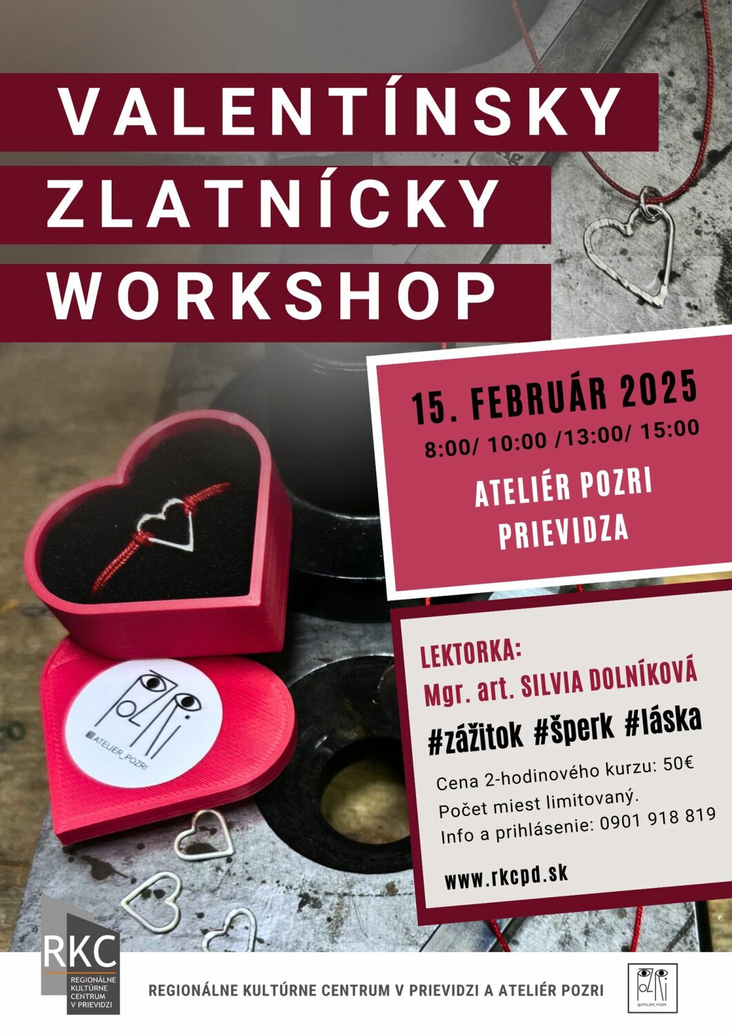 Valentínsky zlatnícky workshop 2025 - plagát